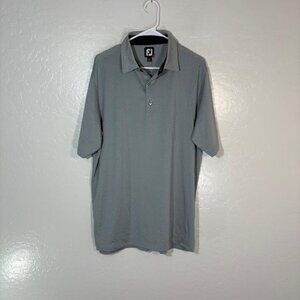 FootJoy Polo Shirt Mens Large Gray Micro Dot Golf Performance Wicking Stretch